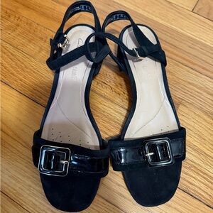 Clarks Black Ankle-Strap Buckle Sandals